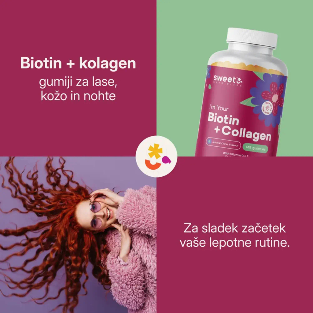 Sweet Nutribites Biotin + kolagen, gumijasti bonboni (135 bonbonov)