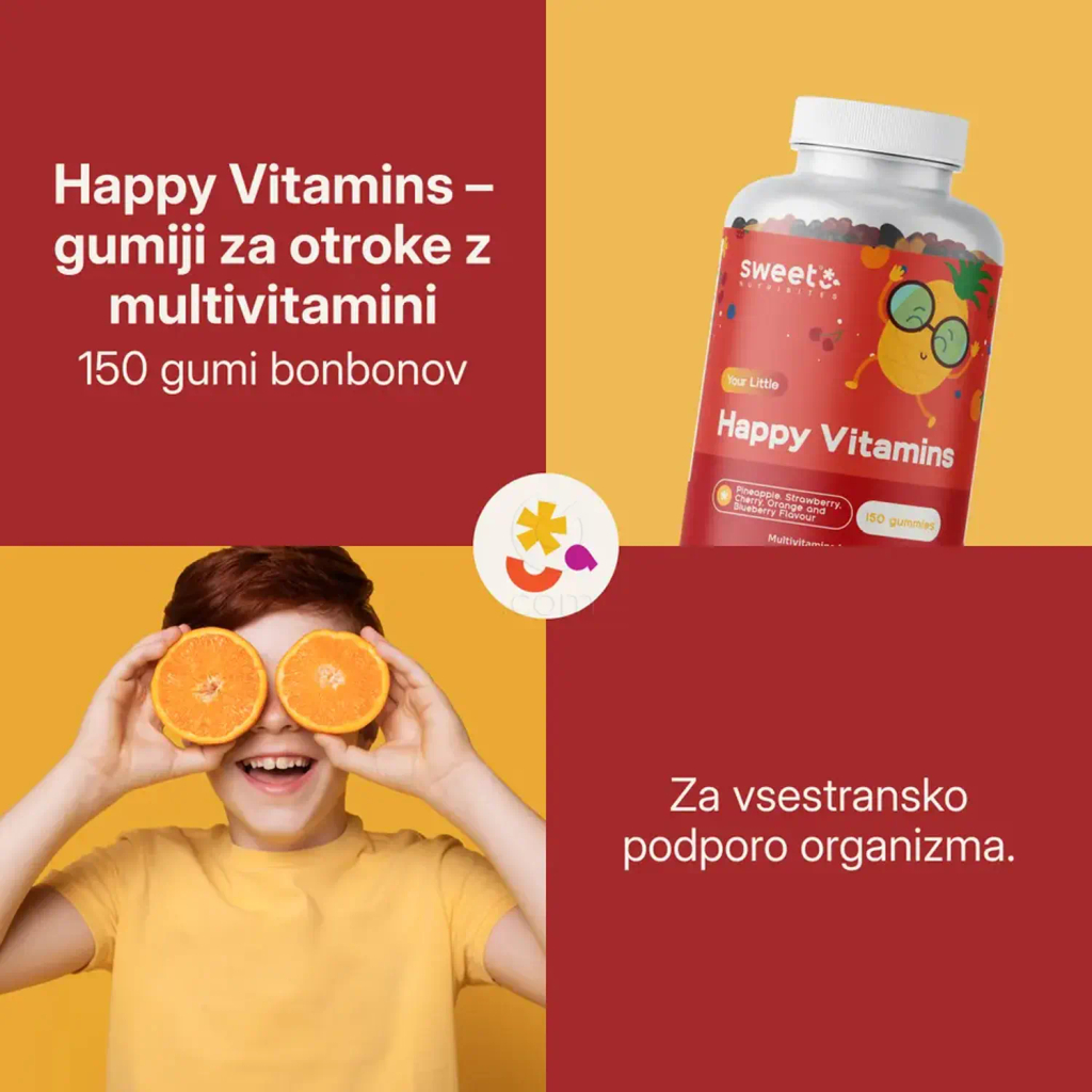 Sweet Nutribites Happy Vitamins, multivitamini za otroke, gumi bonboni (150 gumi bonbonov)
