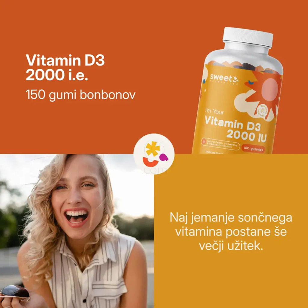 Sweet Nutribites Vitamin D3 2000 i.e., gumijasti bonboni (150 bonbonov)