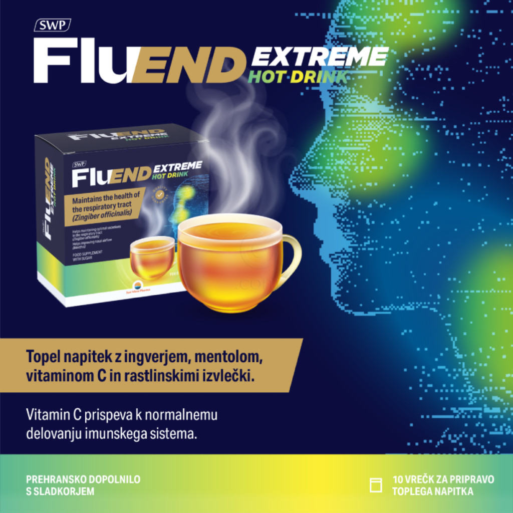 SWP FluEND Extreme Hot Drink, prašek za pripravo napitka (10 vrečk)