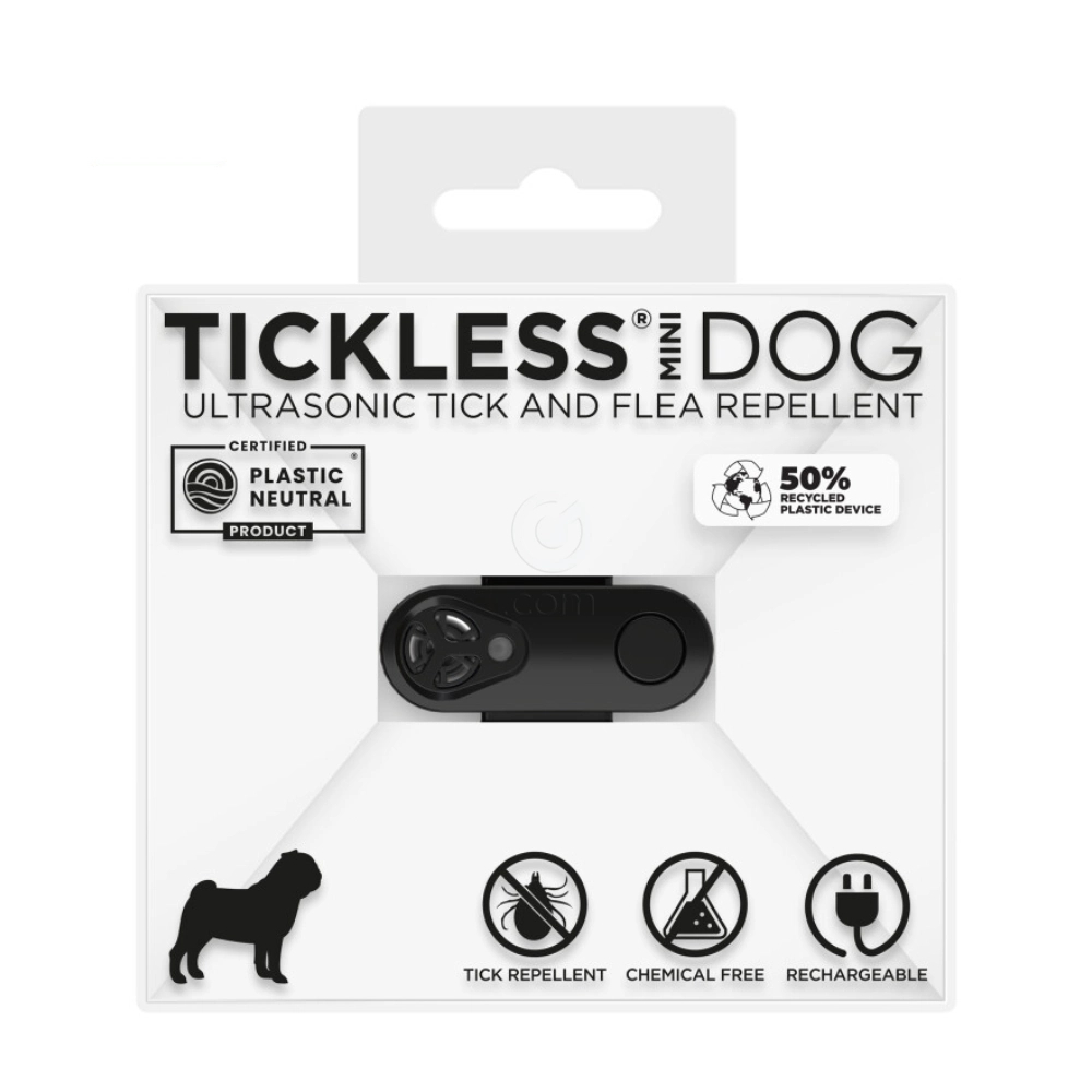 Tickless MINI, ultrazvočni odganjalec klopov in bolh za pse vseh velikosti in mačke - Črn (1 naprava)