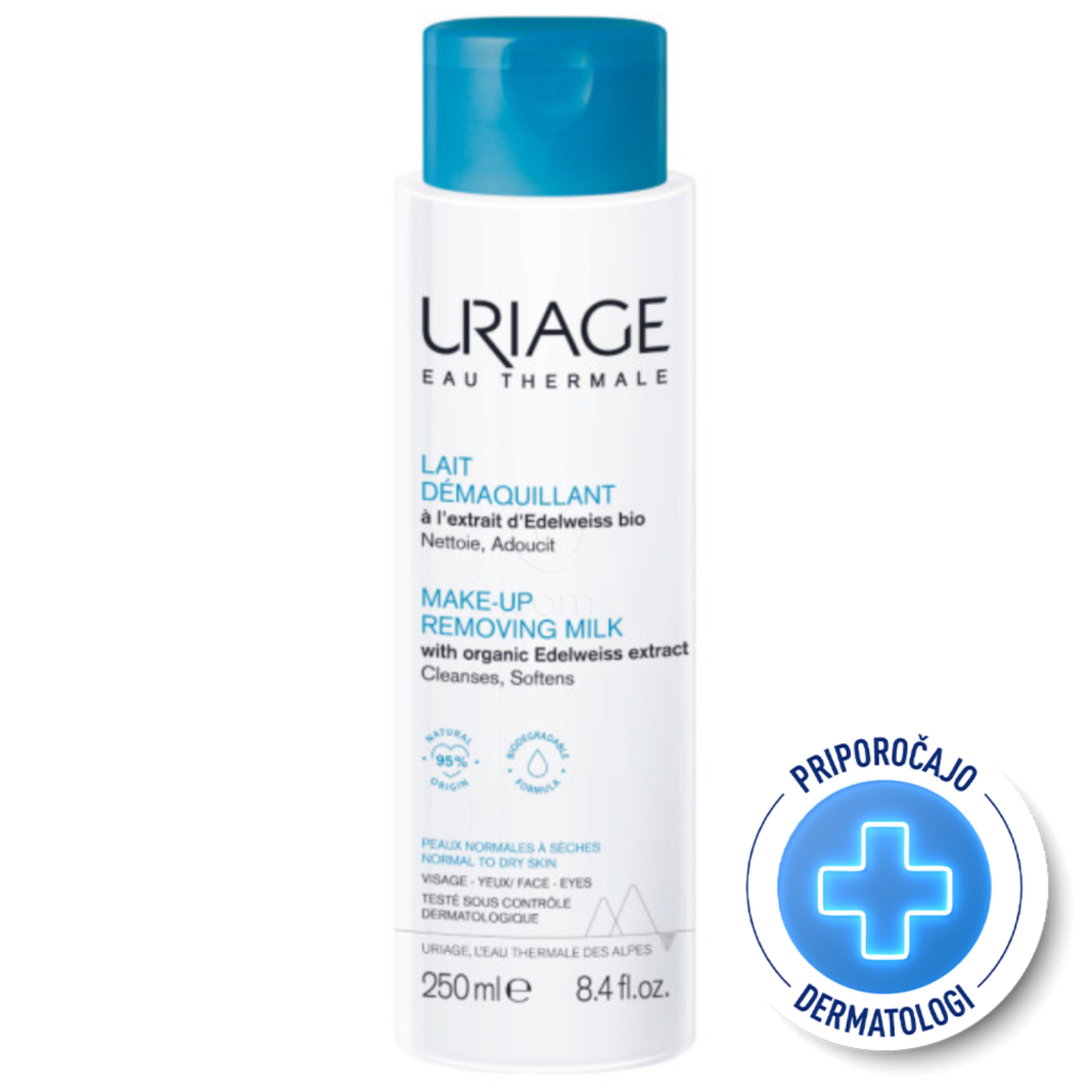 Uriage Eau Thermale, nežno čistilno mleko za obraz in predel okoli oči (250 ml)