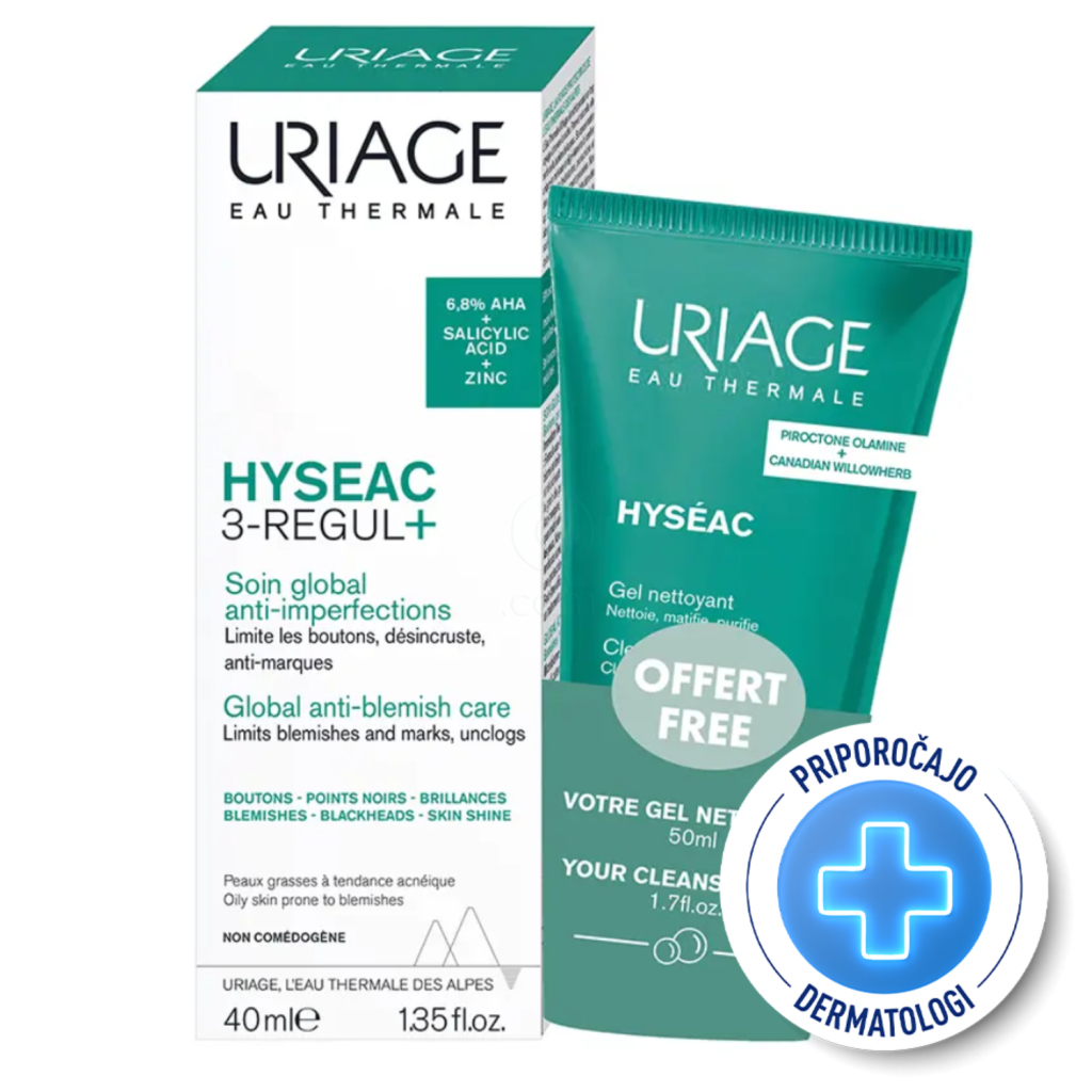 Uriage Hyseac 3-Regul+, set za mastno kožo (40 ml + 50 ml)