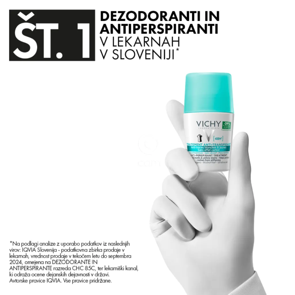 Vichy Deo Anti-Trace, dezodorant proti belim sledem in rumenim madežem (50 ml)