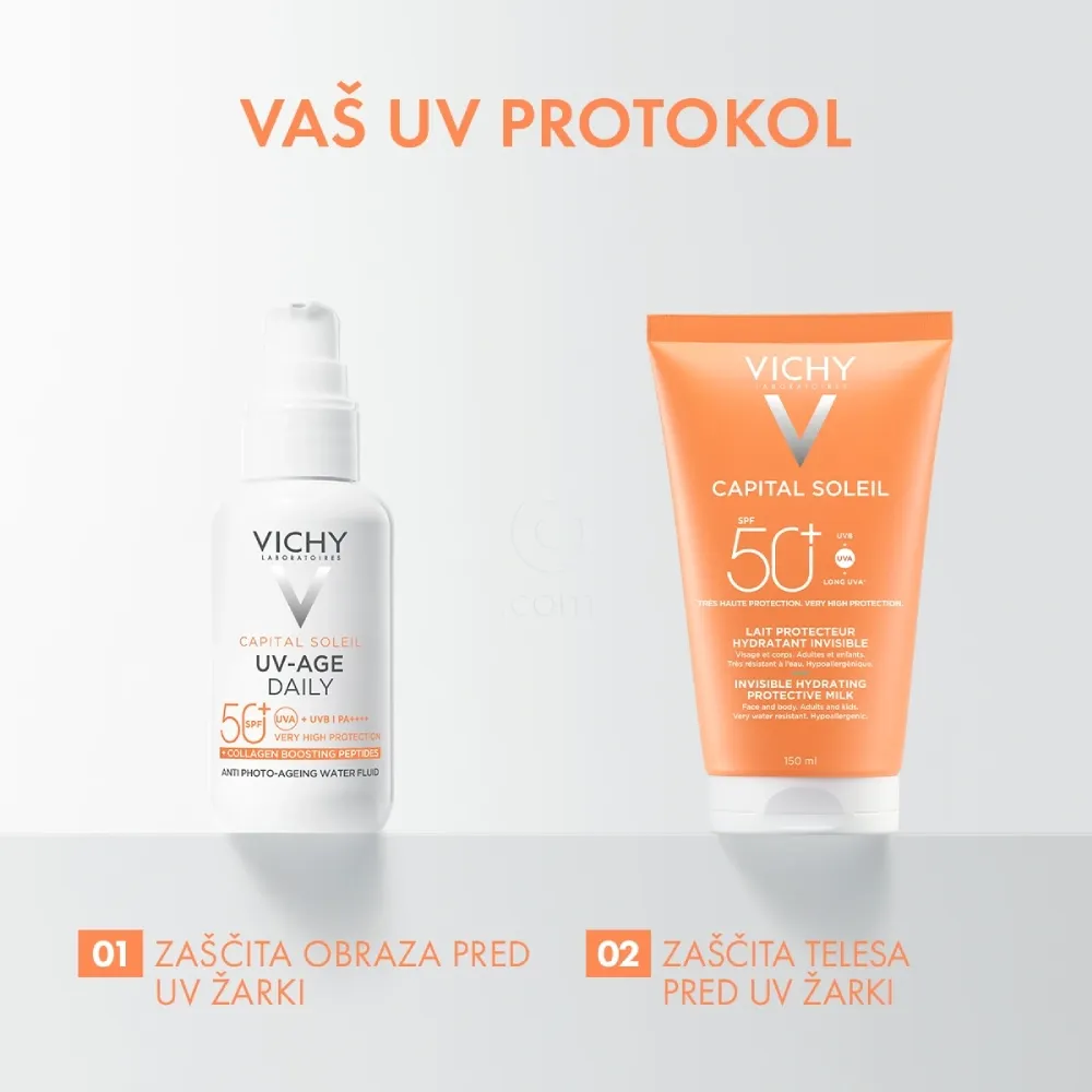 Vichy Capital Soleil, nevidno vlažilno mleko za obraz in telo - ZF50+ (150 ml)