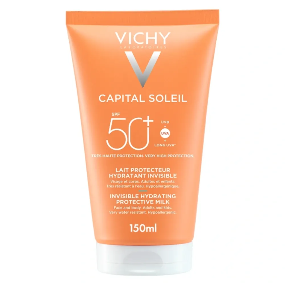 Vichy Capital Soleil, nevidno vlažilno mleko za obraz in telo - ZF50+ (150 ml)