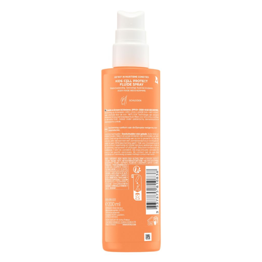 Vichy Capital Soleil, otroški fluid na vodni osnovi v pršilu za zaščito kožnih celic - ZF50+ (200 ml)