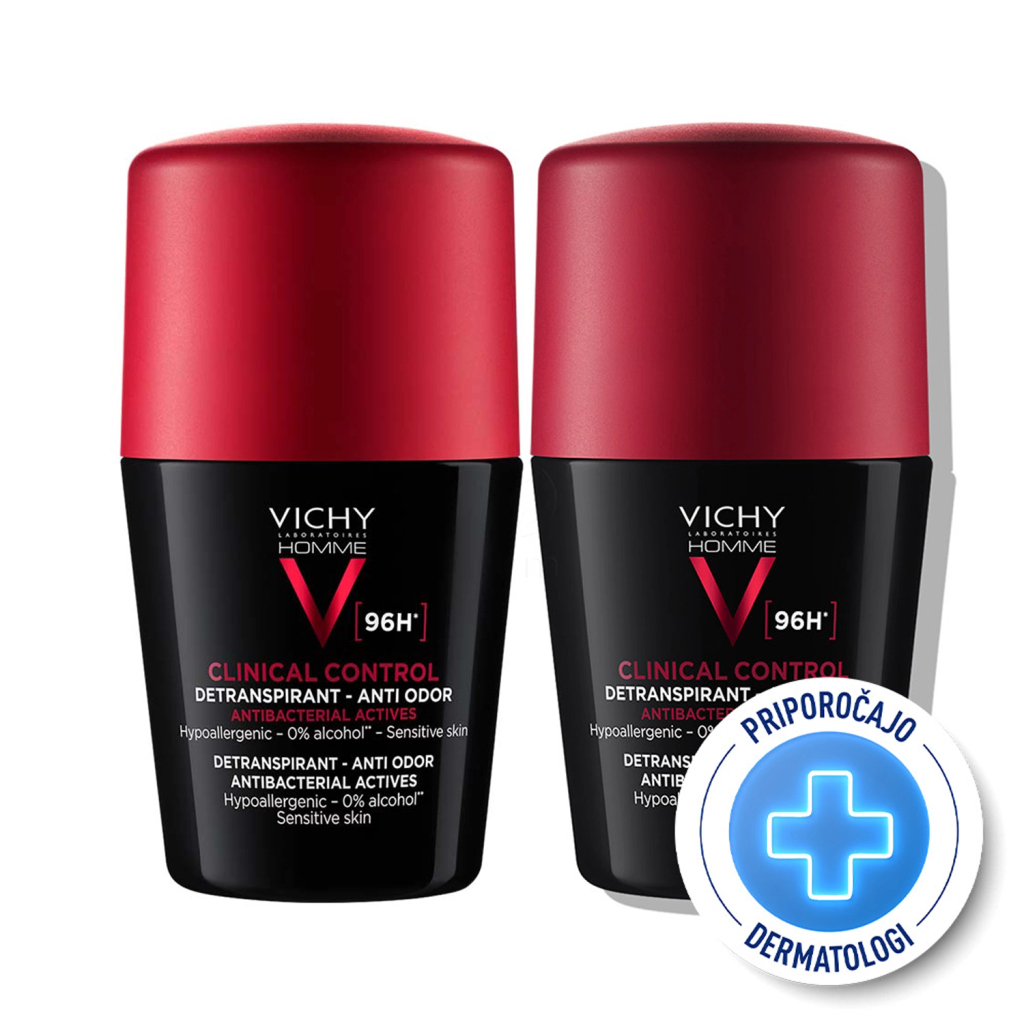Vichy Deo-Duo Clinical Control, protokol - roll-on za zaščito do 96 ur za moške (2 x 50 ml)