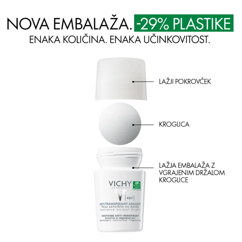 Vichy Deo, deodorant 48-urni antitranspirant za občutljivo in depilirano kožo (50 ml)