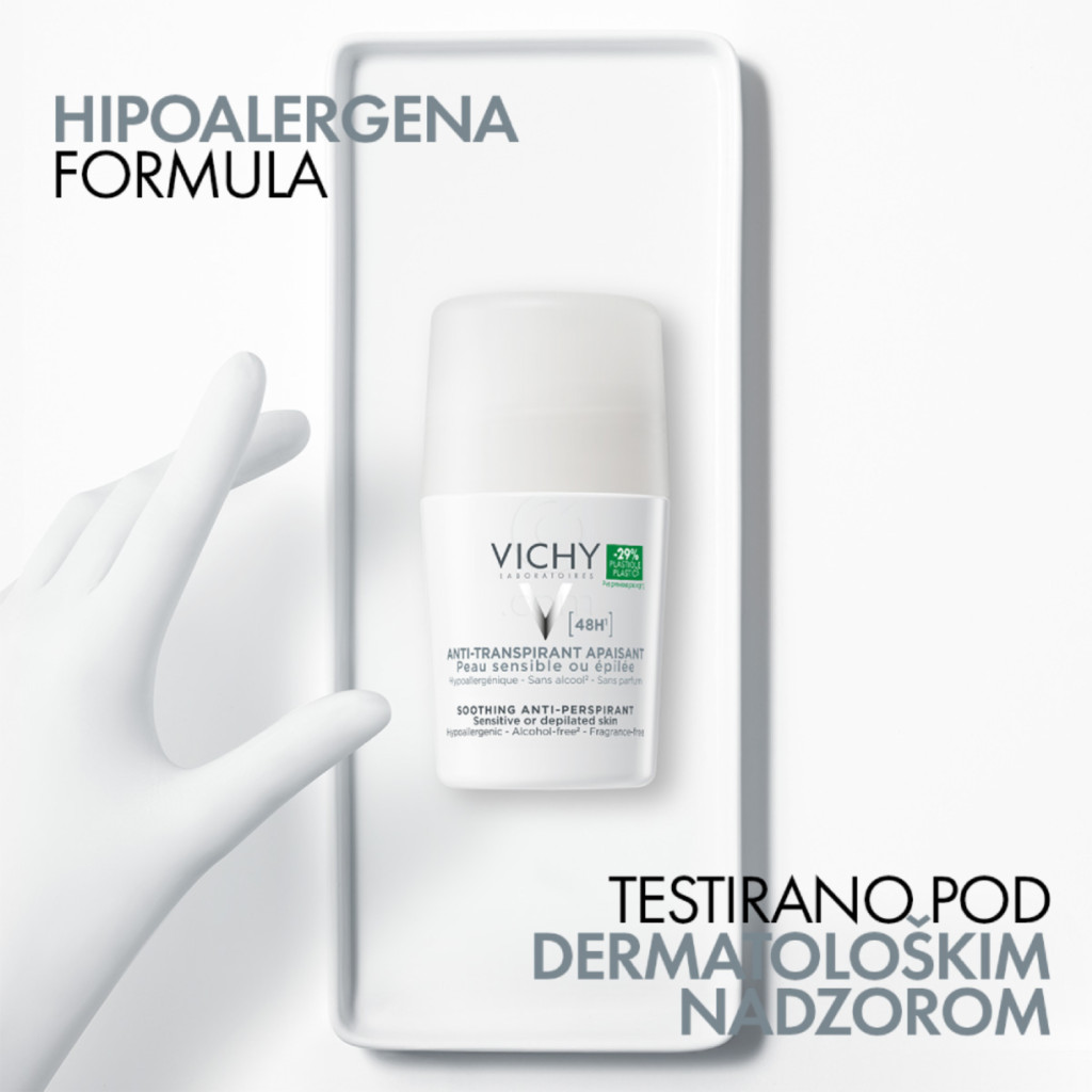 Vichy Deo, deodorant 48-urni antitranspirant za občutljivo in depilirano kožo (50 ml)