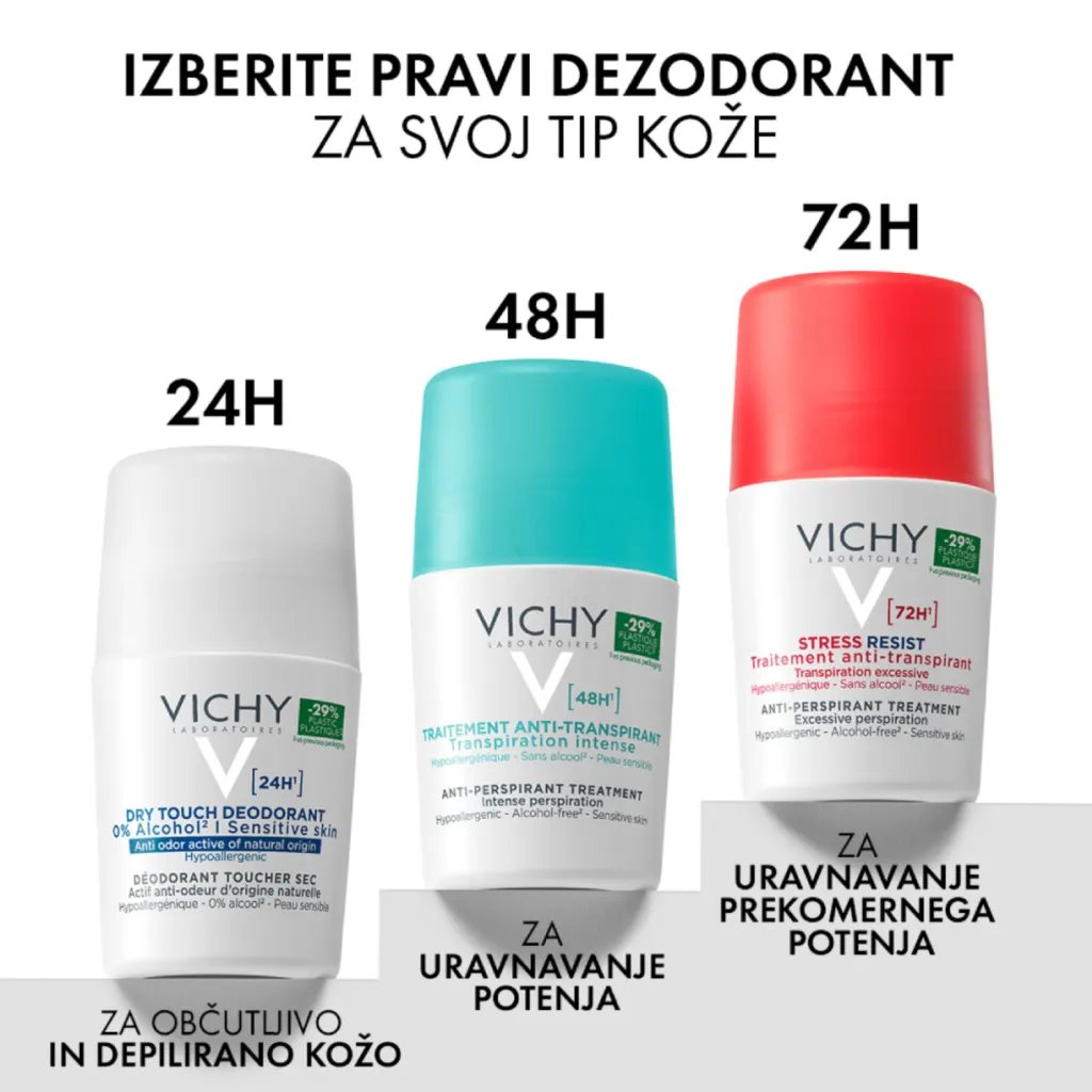 Vichy Deo, deodorant 48-urni antitranspirant za občutljivo in depilirano kožo (50 ml)