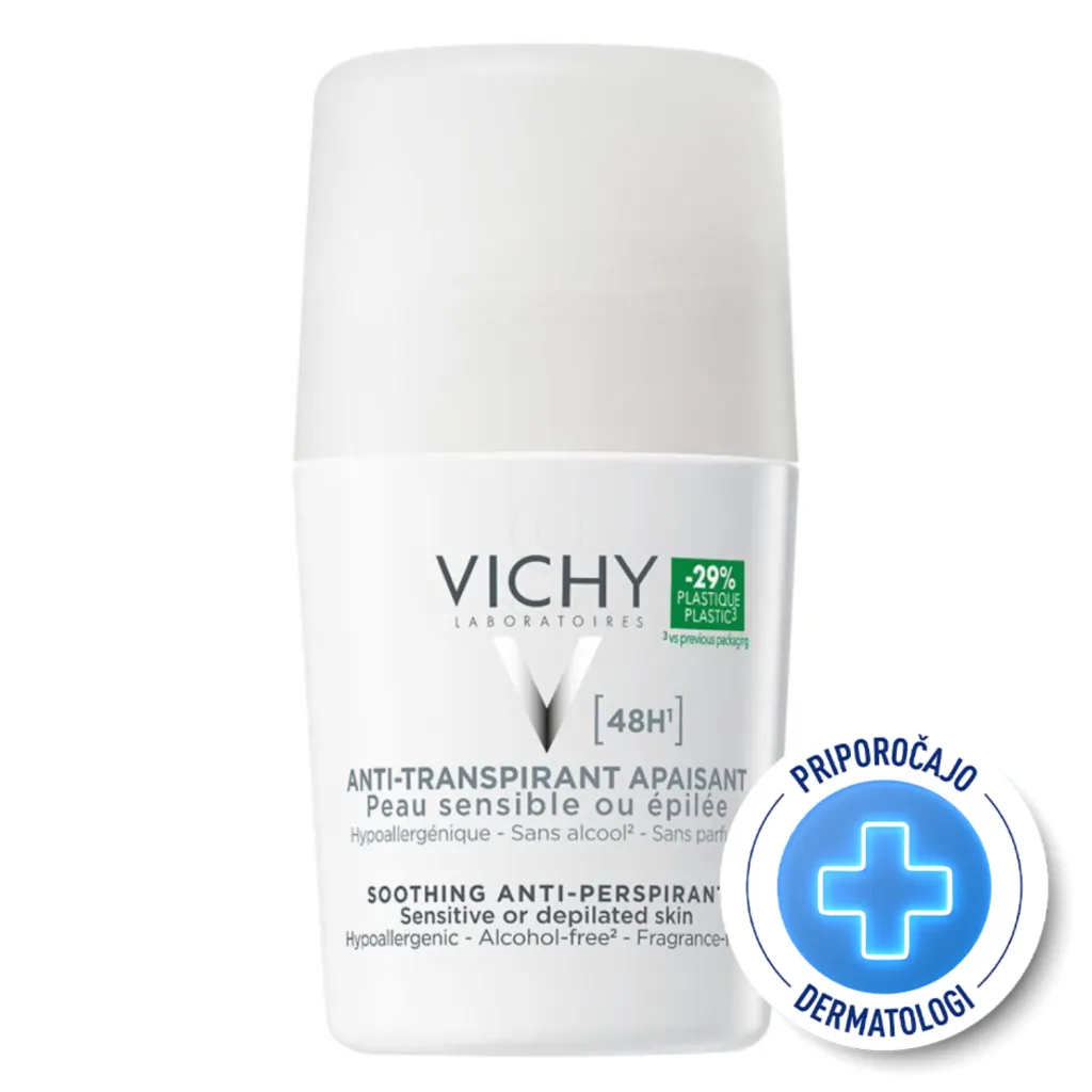 Vichy Deo, deodorant 48-urni antitranspirant za občutljivo in depilirano kožo (50 ml)
