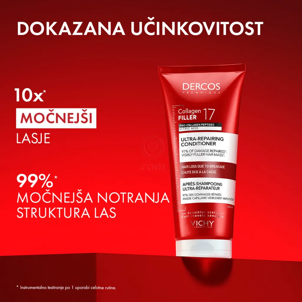 Vichy Dercos Collagen 17 Filler, ultra-obnovitveni balzam za lase (200 ml)