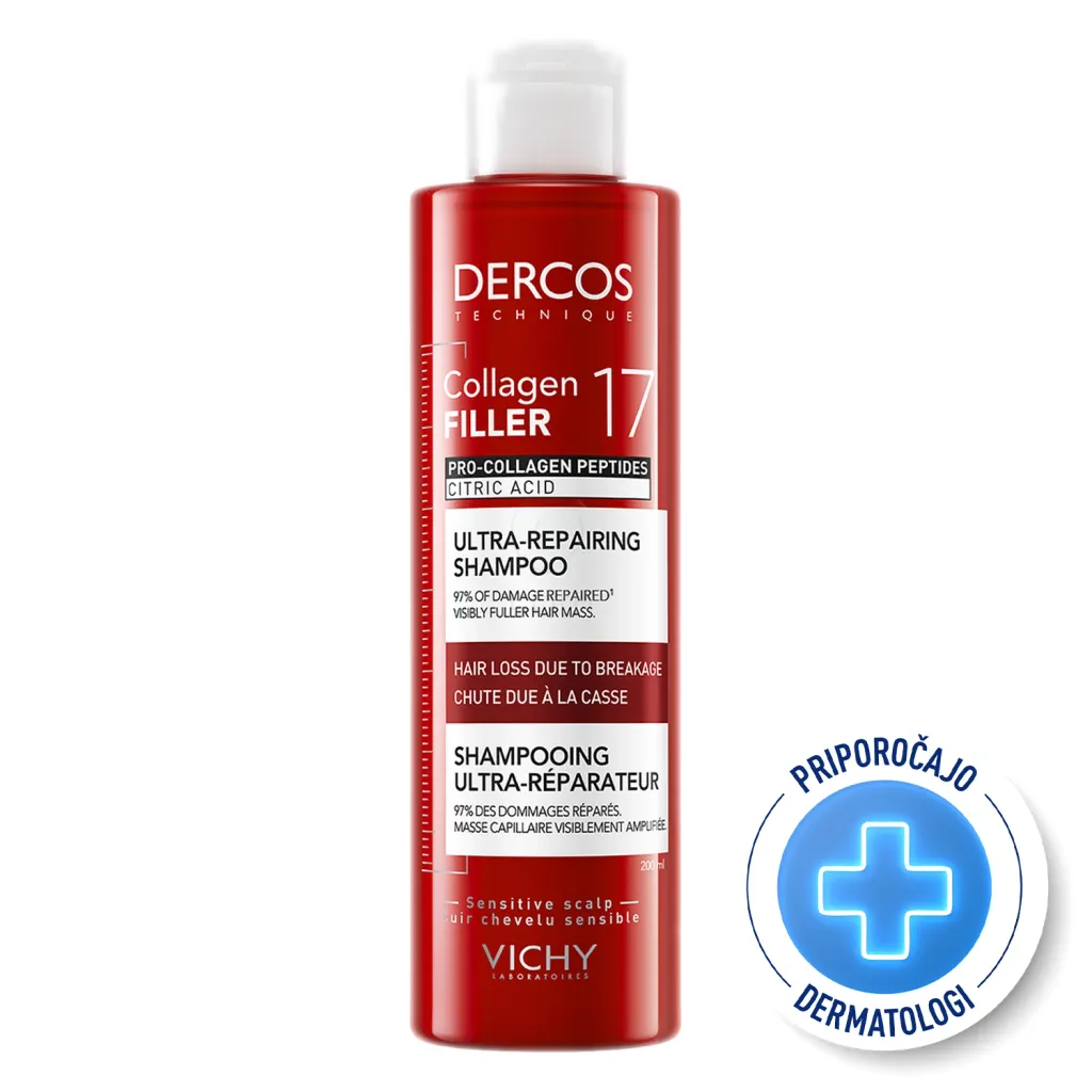 Vichy Dercos Collagen 17 Filler, ultra-obnovitveni šampon (200 ml)