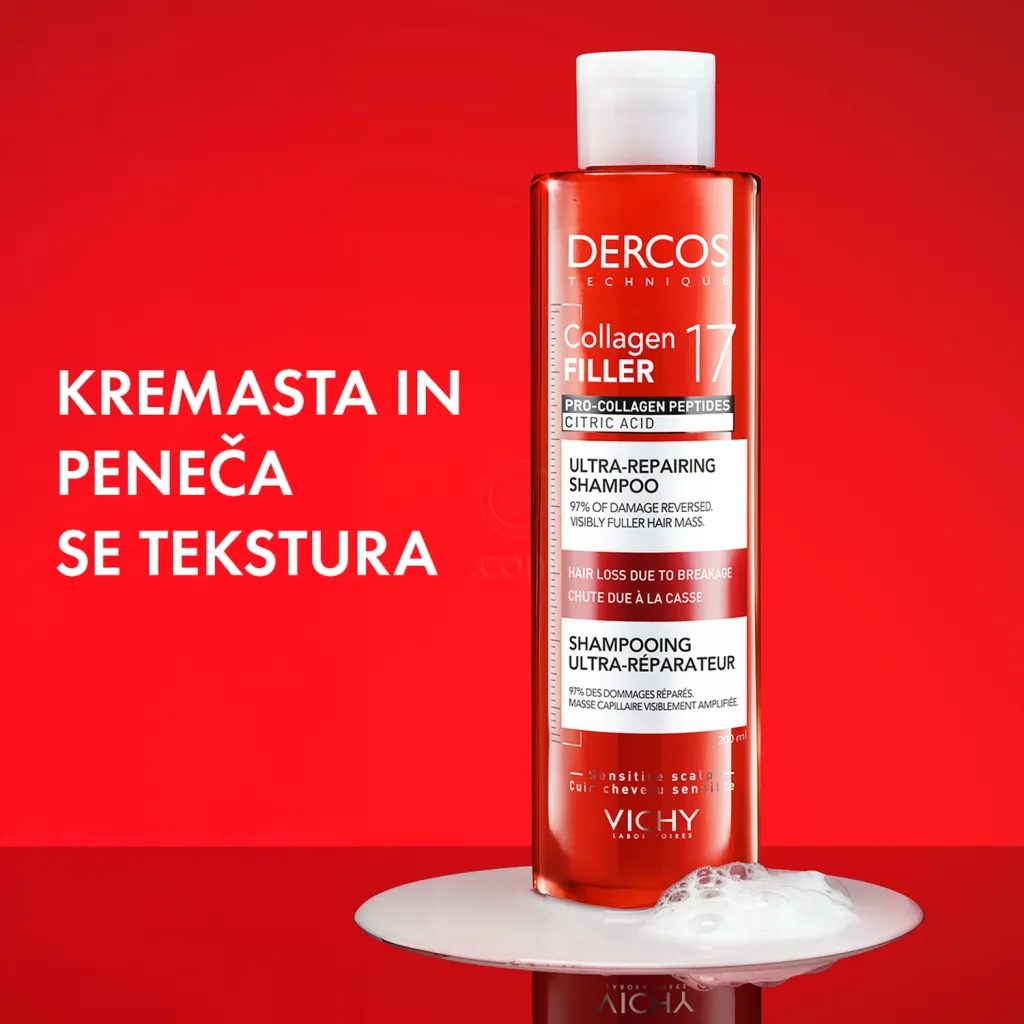 Vichy Dercos Collagen 17 Filler, ultra-obnovitveni šampon (200 ml)