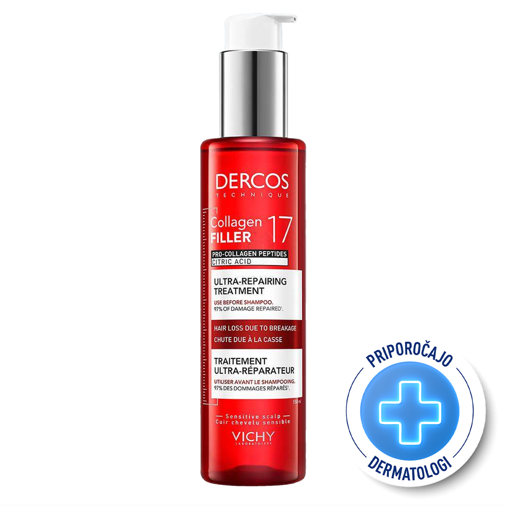 Vichy Dercos Collagen 17 Filler, ultra-obnovitveni tretma za lase (150 ml)