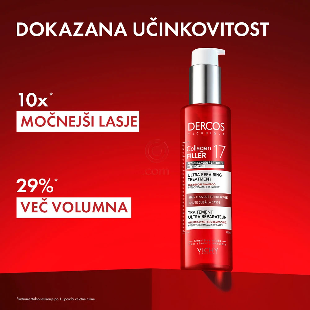 Vichy Dercos Collagen 17 Filler, ultra-obnovitveni tretma za lase (150 ml)