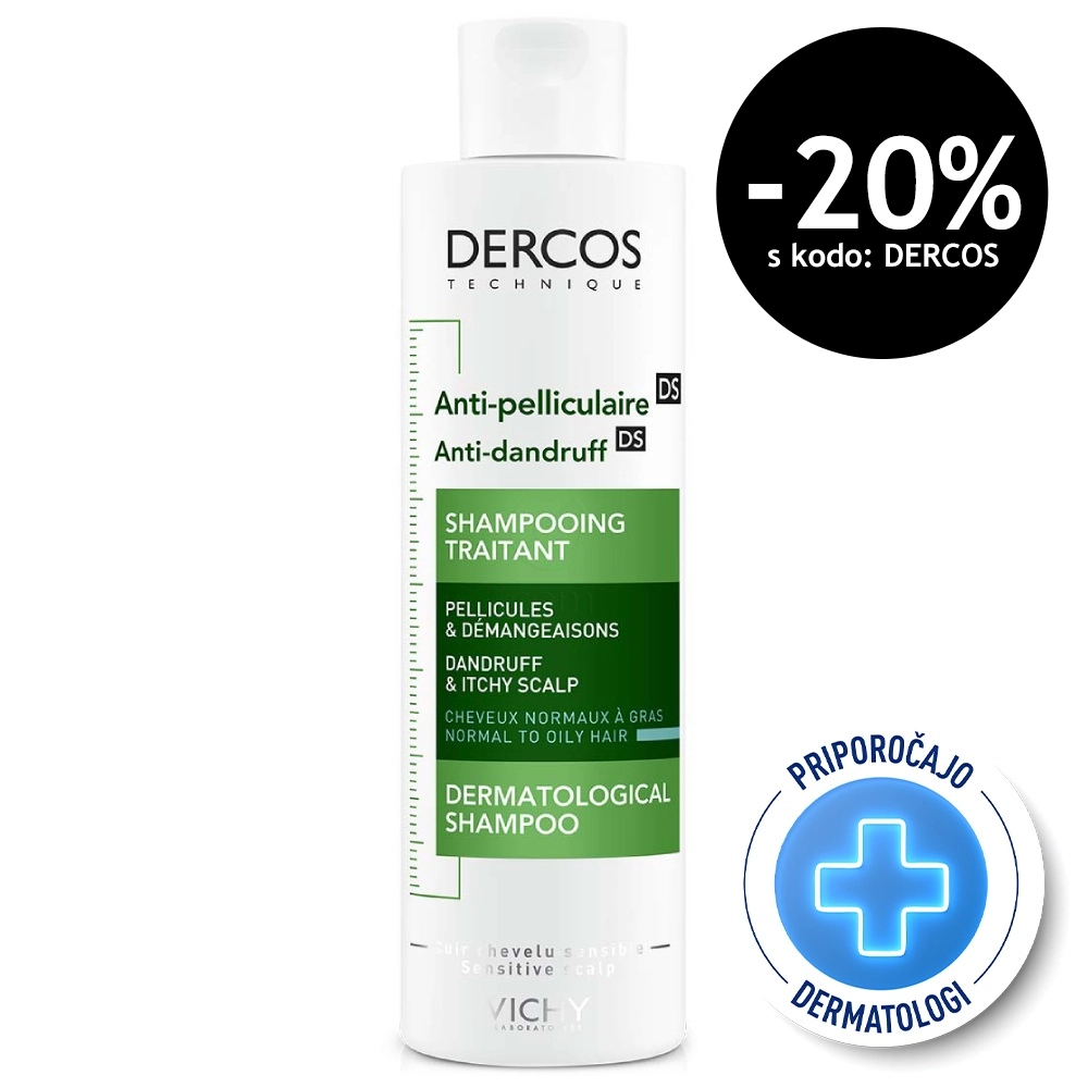 Vichy Dercos, šampon proti prhljaju za normalne in mastne lase (200 ml)