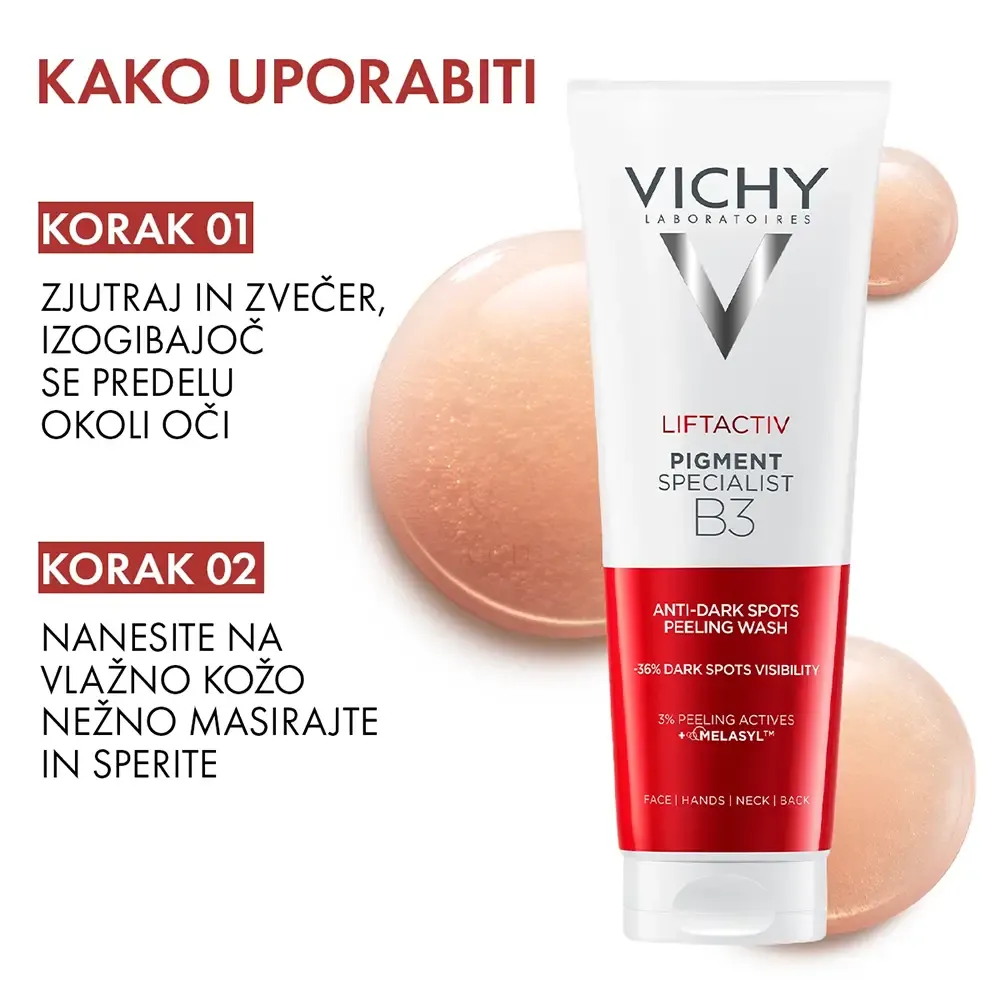 Vichy Liftactiv Pigment Specialist B3, čistilni piling gel proti temnim lisam (125 ml)