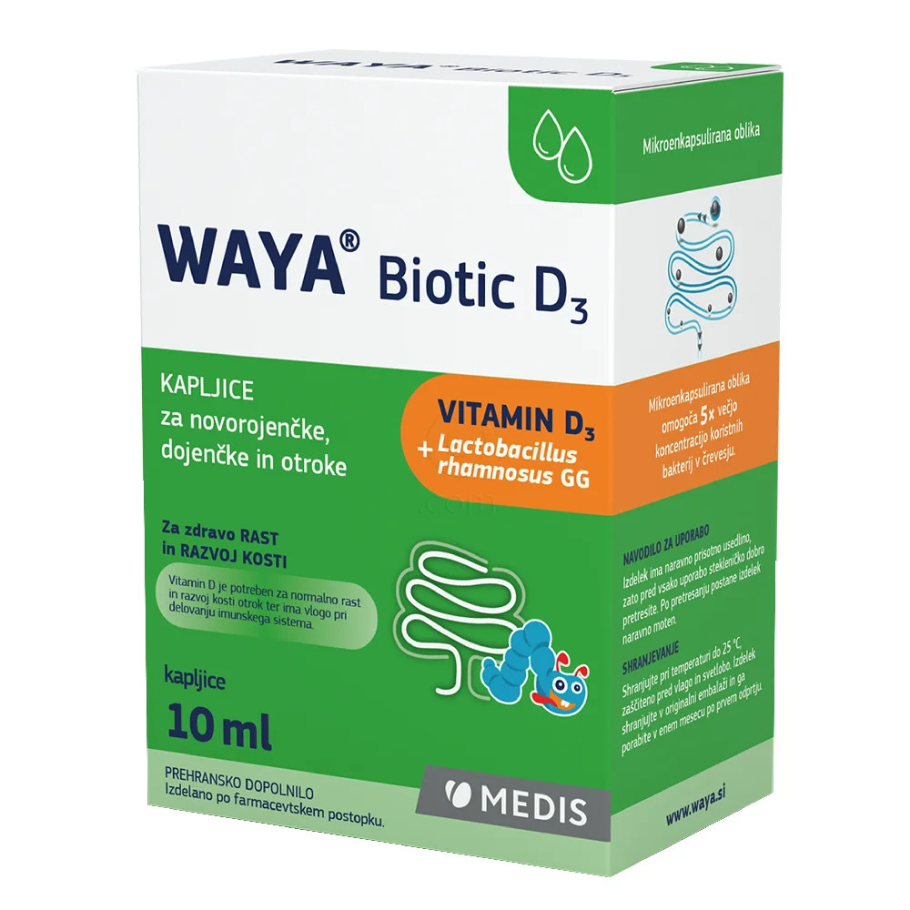 Waya Biotic D3, kapljice za novorojenčke, dojenčke in otroke (10 ml)