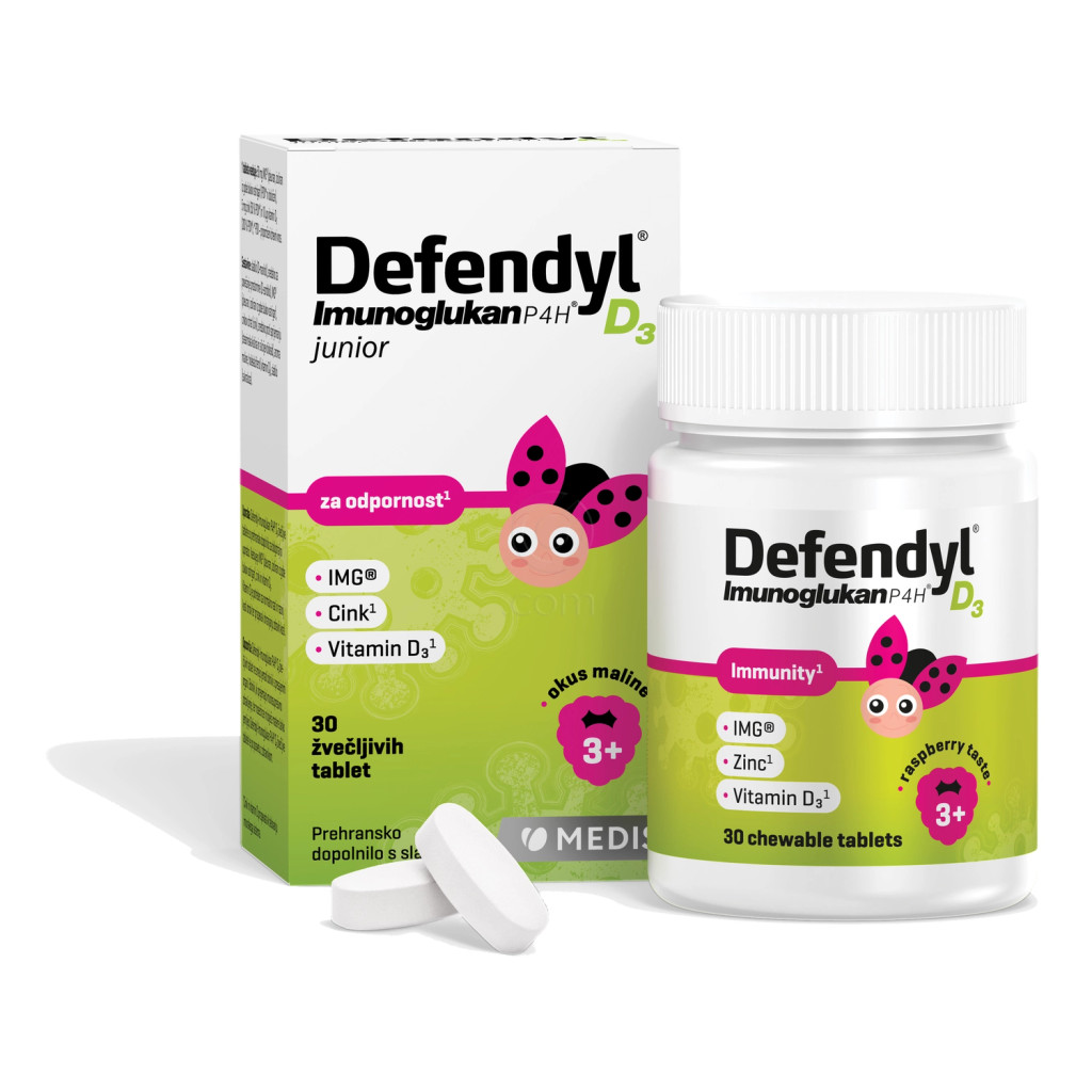 Defendyl Imunoglukan P4H D3 junior, žvečljive tablete (30 tablet)