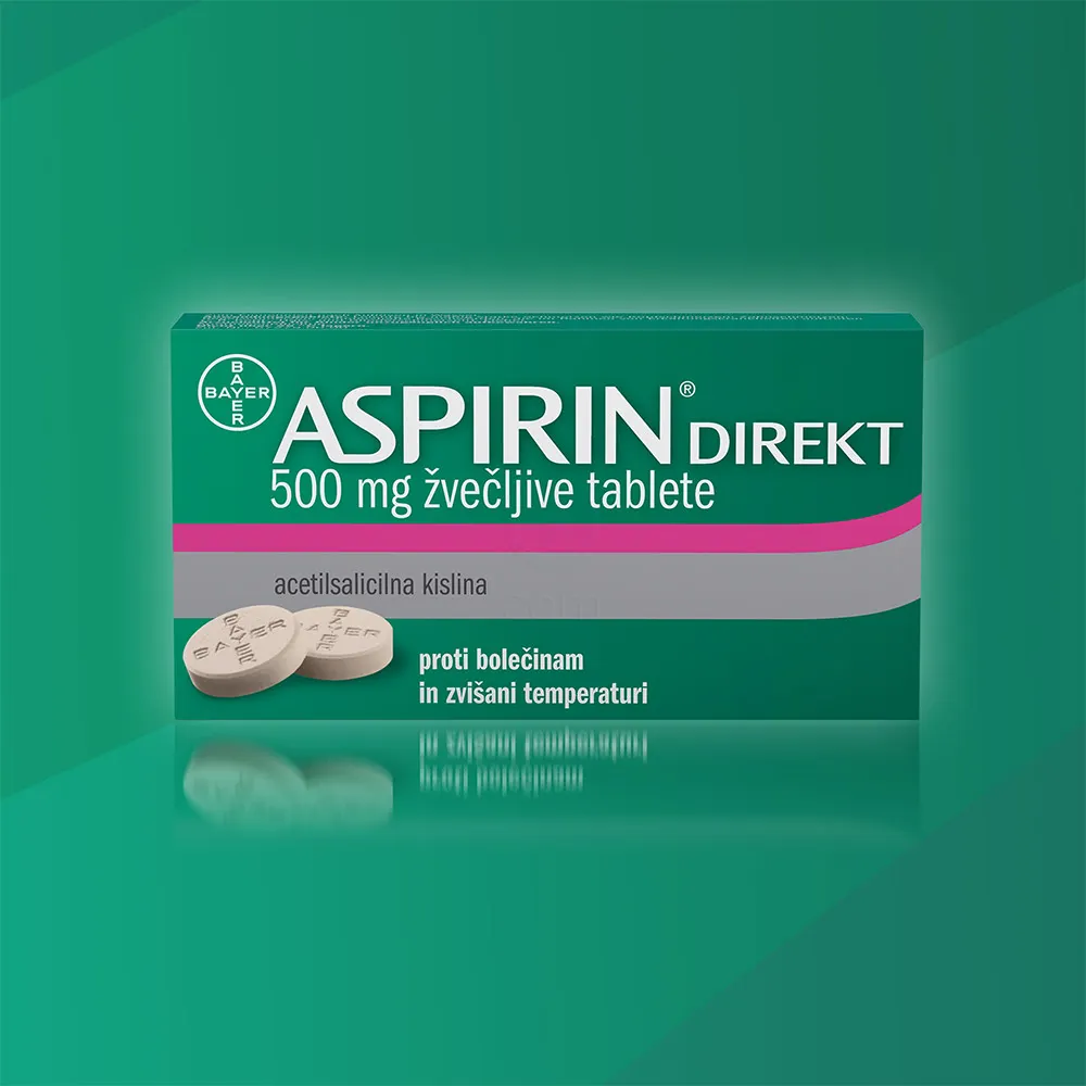 Aspirin direkt 500 mg, žvečljive tablete (10 tablet)