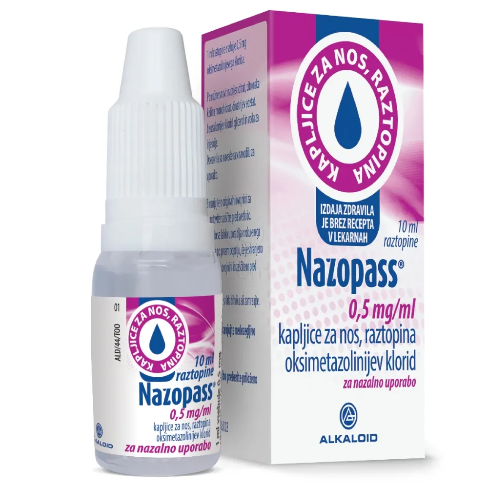 Nazopass 0,5 mg/ml, kapljice za nos (10 ml)
