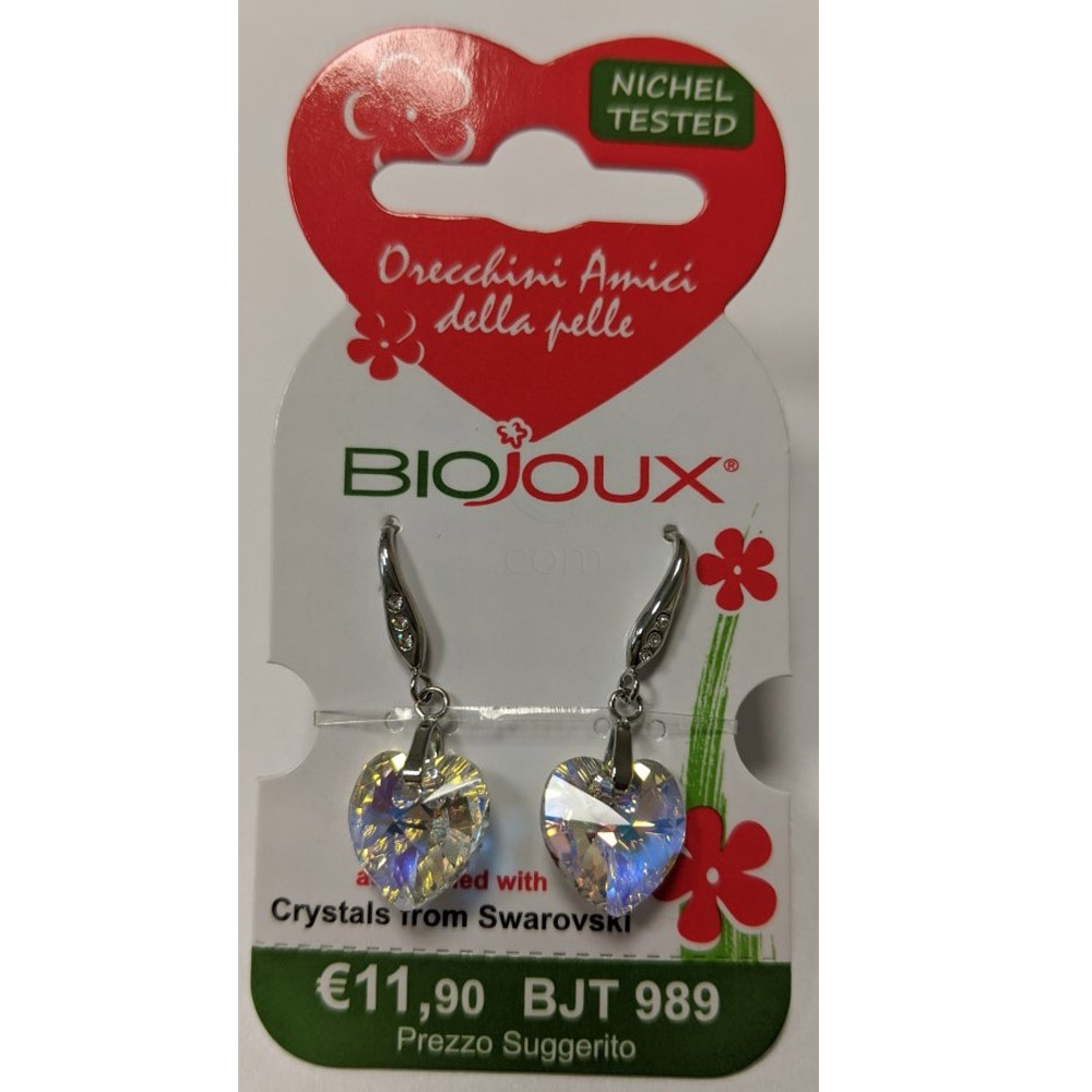 Biojoux, uhani iz kirurškega jekla - viseč srček (2 uhana)
