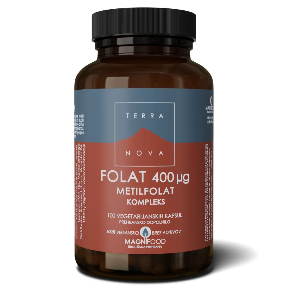 Terranova Folat 400 µg Kompleks, 100 kapsul