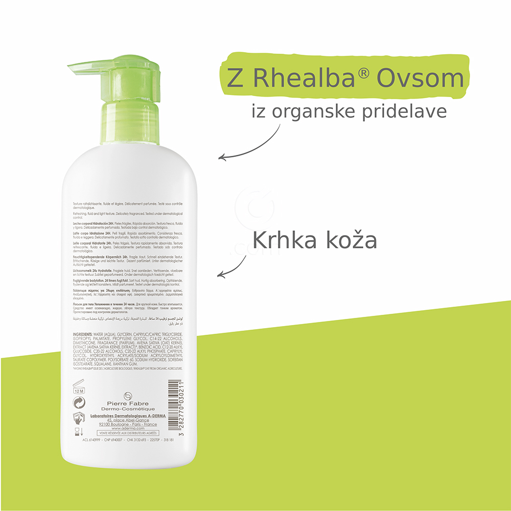 A-Derma, vlažilno mleko za telo (400 ml)