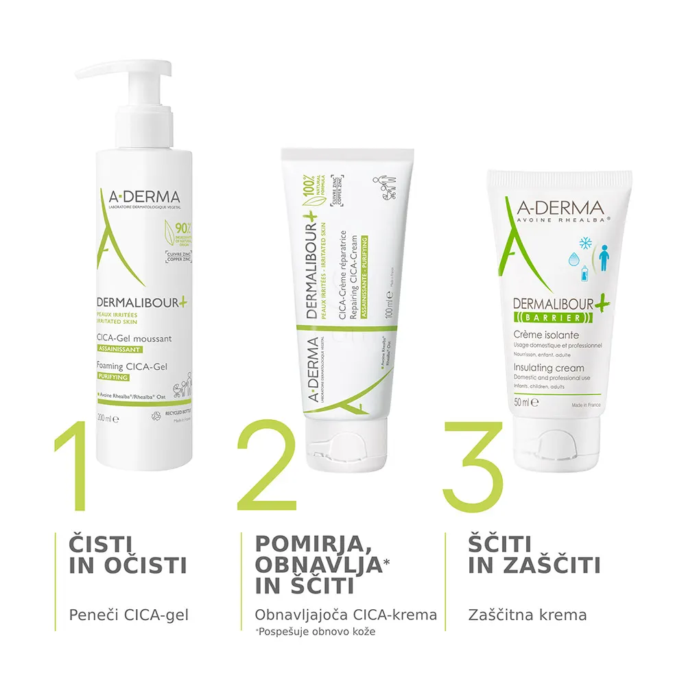 A-Derma Dermalibour+, obnavljajoča CICA-krema (100 ml)