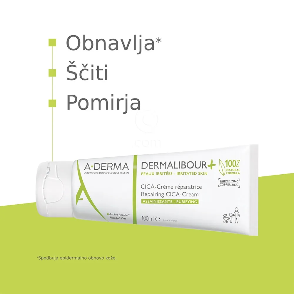 A-Derma Dermalibour+, obnavljajoča CICA-krema (100 ml)