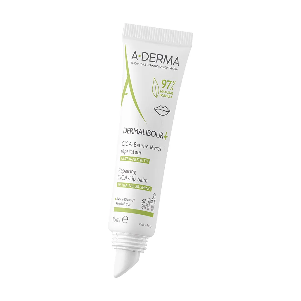 A-Derma Dermalibour+, obnavljajoči cica balzam za ustnice (15 ml)