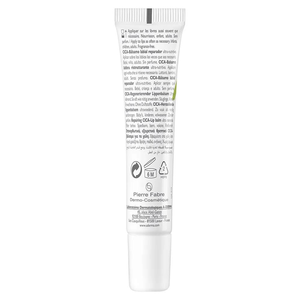 A-Derma Dermalibour+, obnavljajoči cica balzam za ustnice (15 ml)