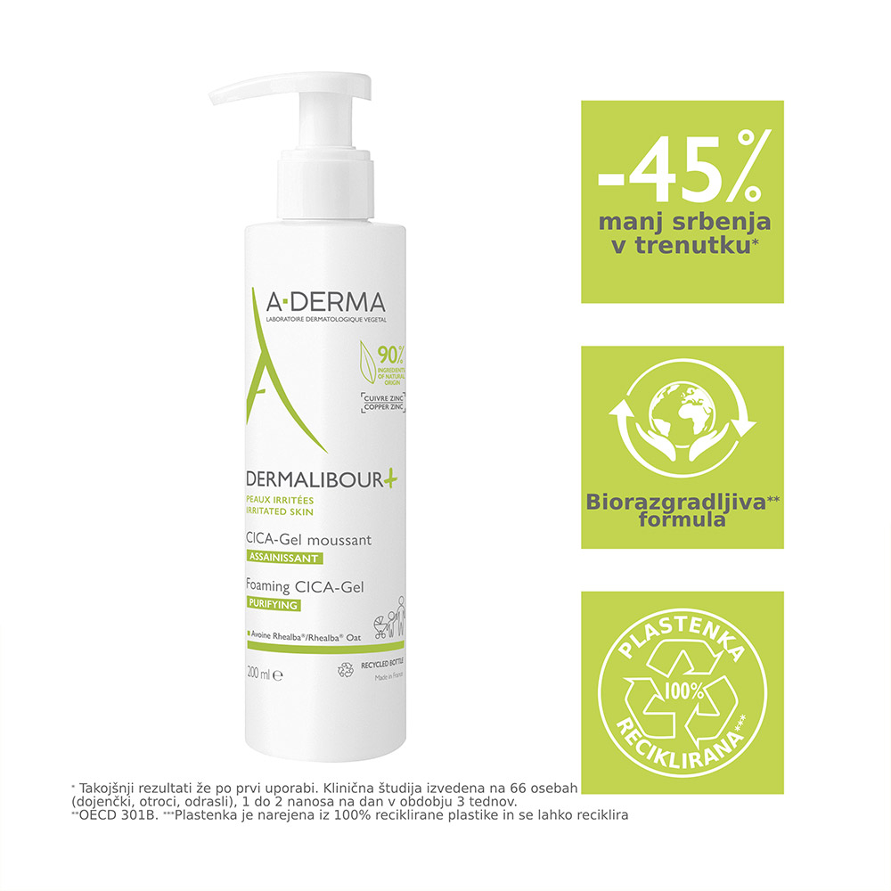 A-Derma Dermalibour+, peneči cica gel (200 ml)