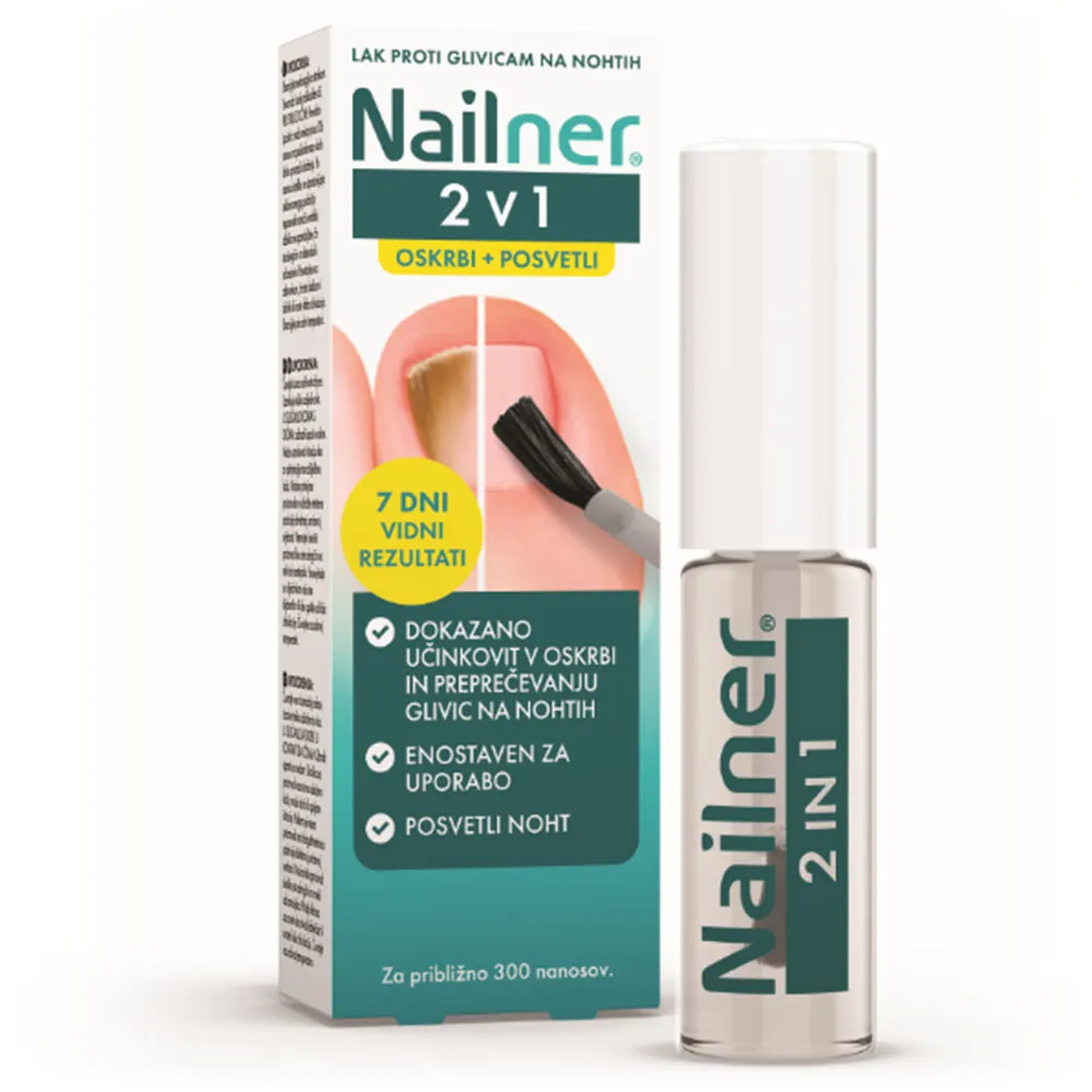 Nailner Brush 2v1, lak proti glivicam na nohtih (5 ml)