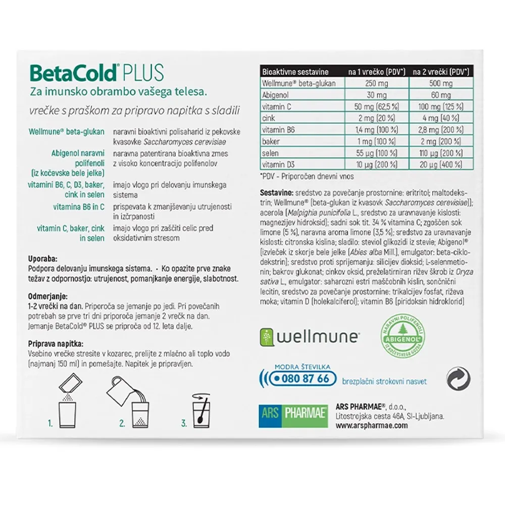 BetaCold PLUS Ars Pharmae, vrečke (10 x 3 g)