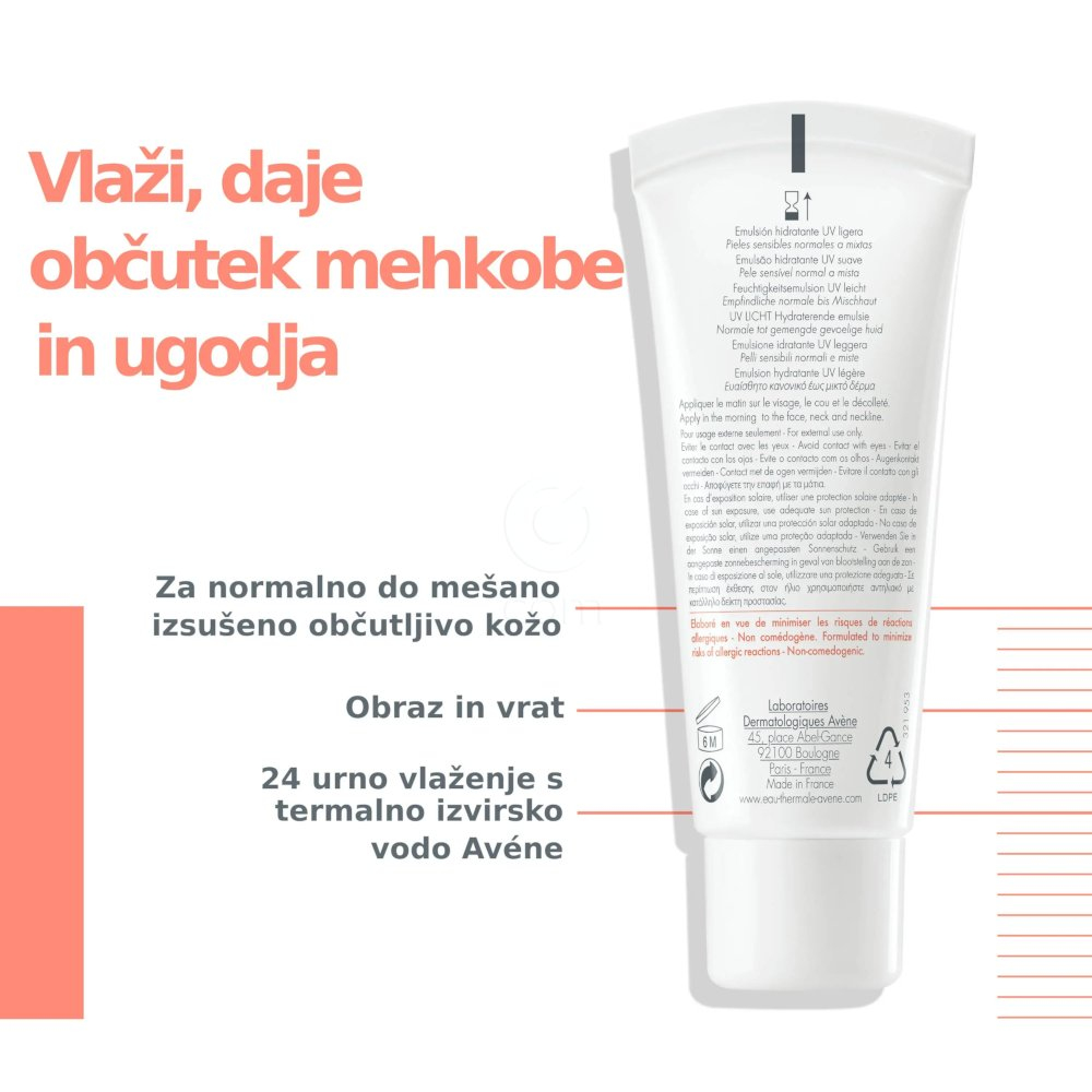 Avene Hydrance Legere UV, lahka vlažilna krema - ZF30 (40 ml)