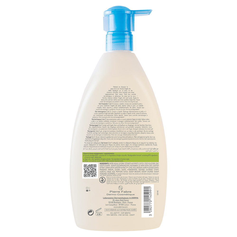 A-Derma Primalba, gel za umivanje las in telesa - 500 ml