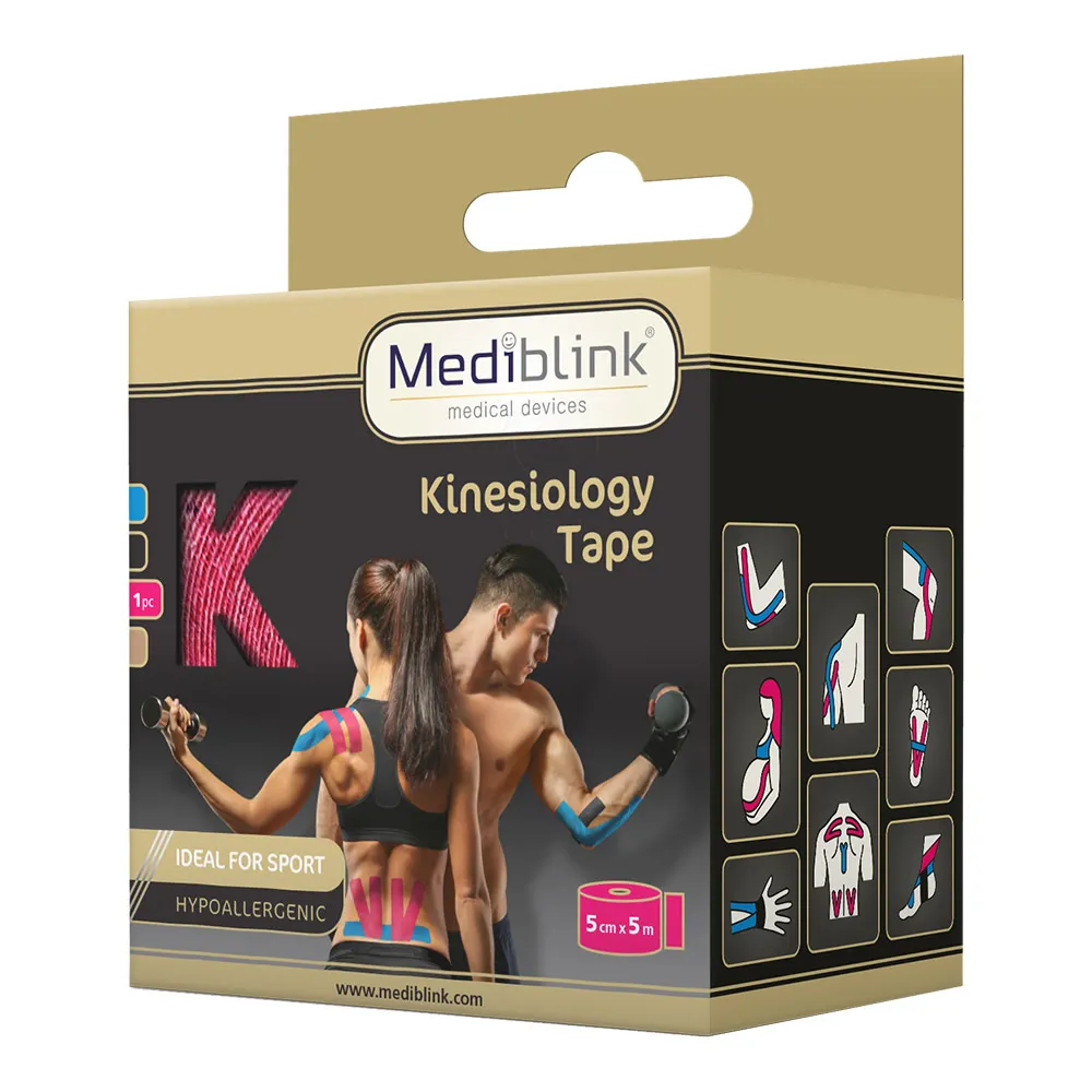 Mediblink M133, kineziološki trak - roza (5 cm x 5 m)