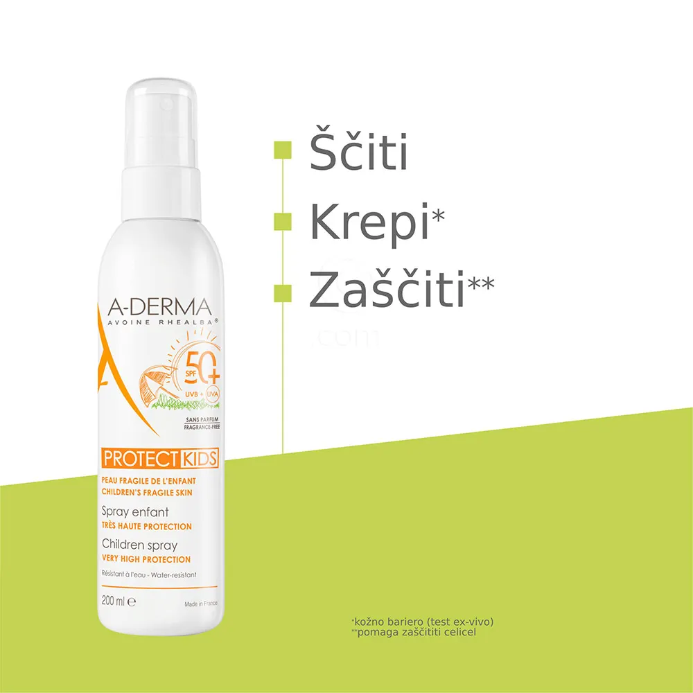 A-Derma Protect Kids, pršilo za zaščito pred soncem - ZF 50+ (200 ml)
