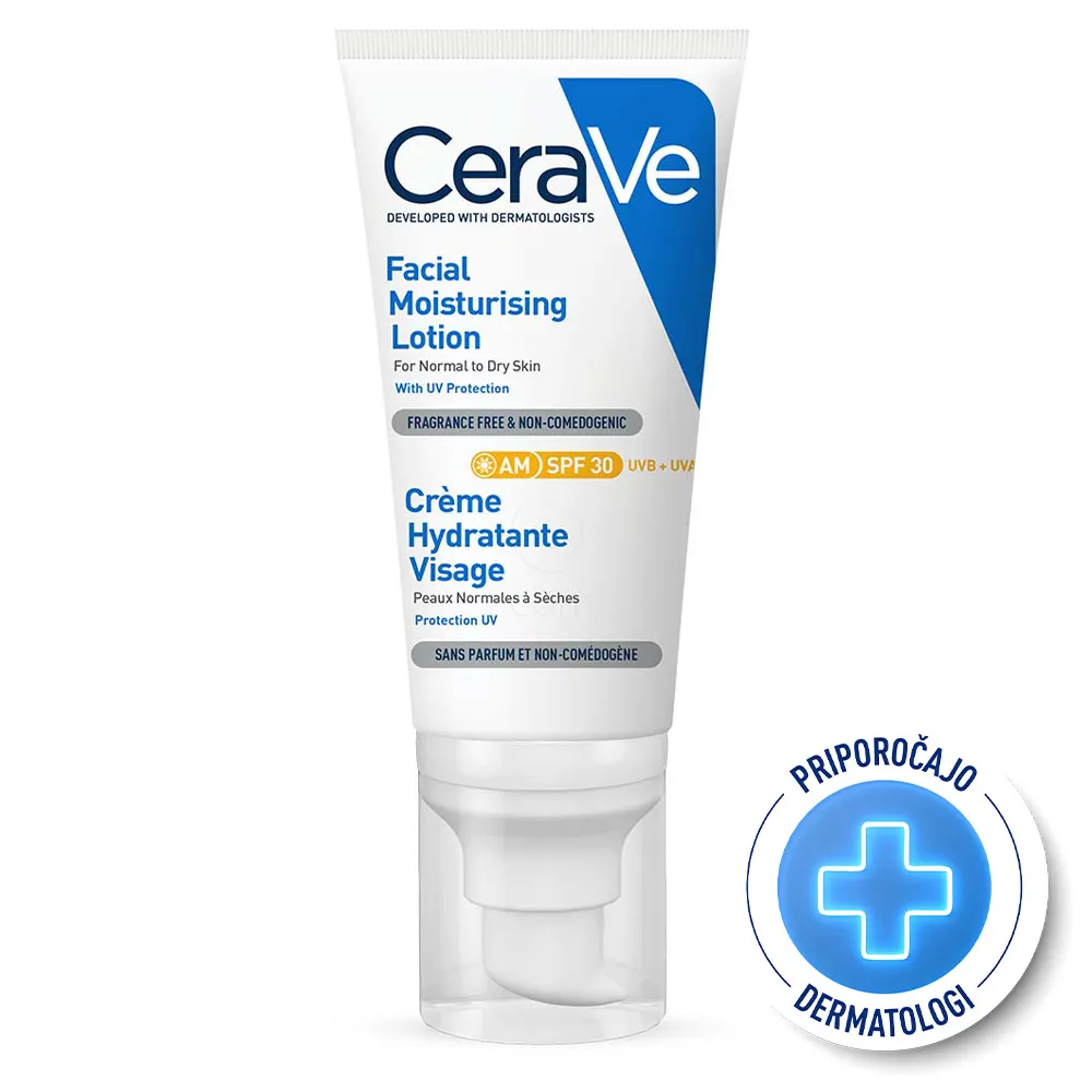CeraVe, Vlažilna nega za obraz za normalno do suho kožo - ZF 30 (52 ml)