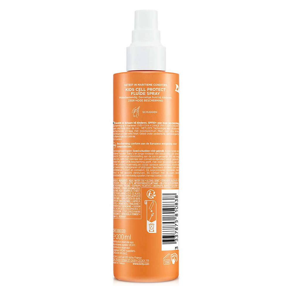 Vichy Capital Soleil, otroški fluid na vodni osnovi v pršilu za zaščito kožnih celic - ZF50+ (200 ml)