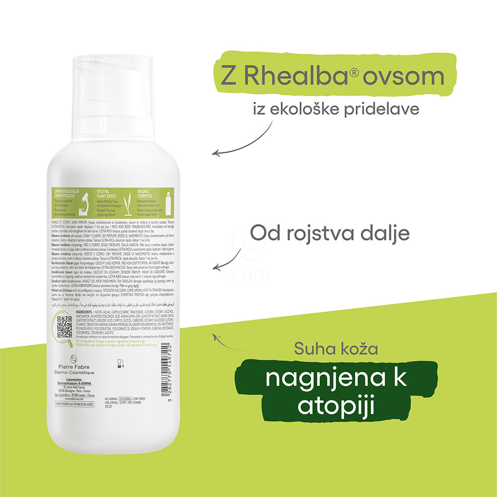 A-Derma Exomega Control, emolientni balzam (400 ml)