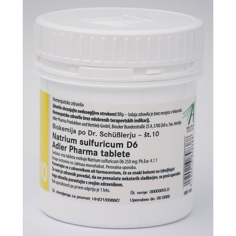 Schüsslerjeva sol št. 10 Natrium sulfuricum D6, tablete (1000 tablet)