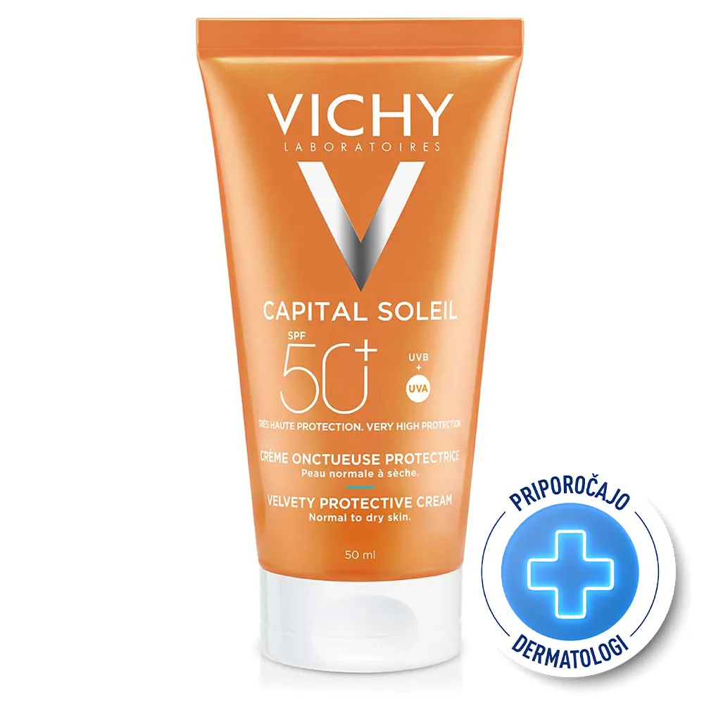 Vichy Capital Soleil, žametna krema za obraz ZF50+ (50 ml)