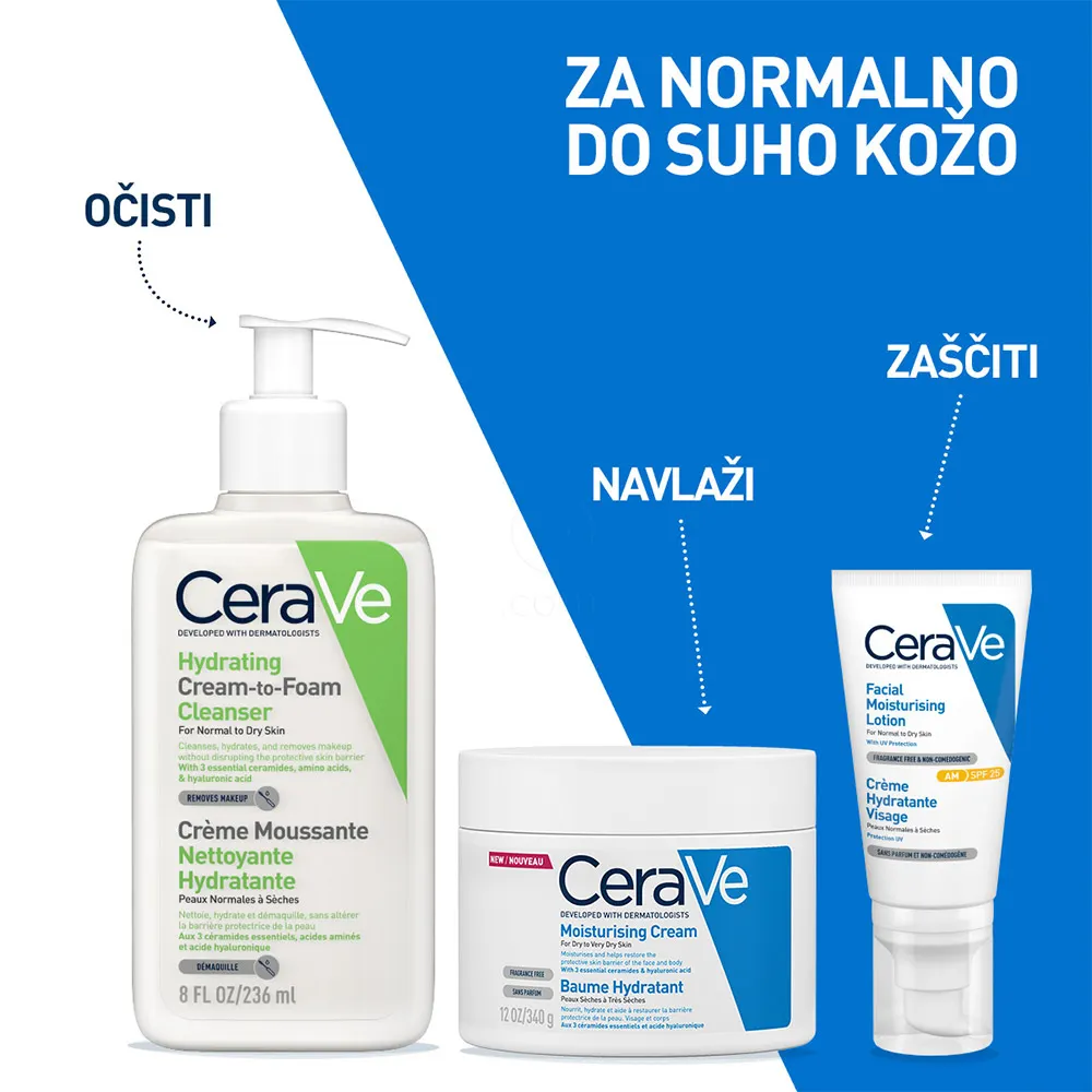 CeraVe, vlažilna kremno-penasta čistilna emulzija (236 ml)