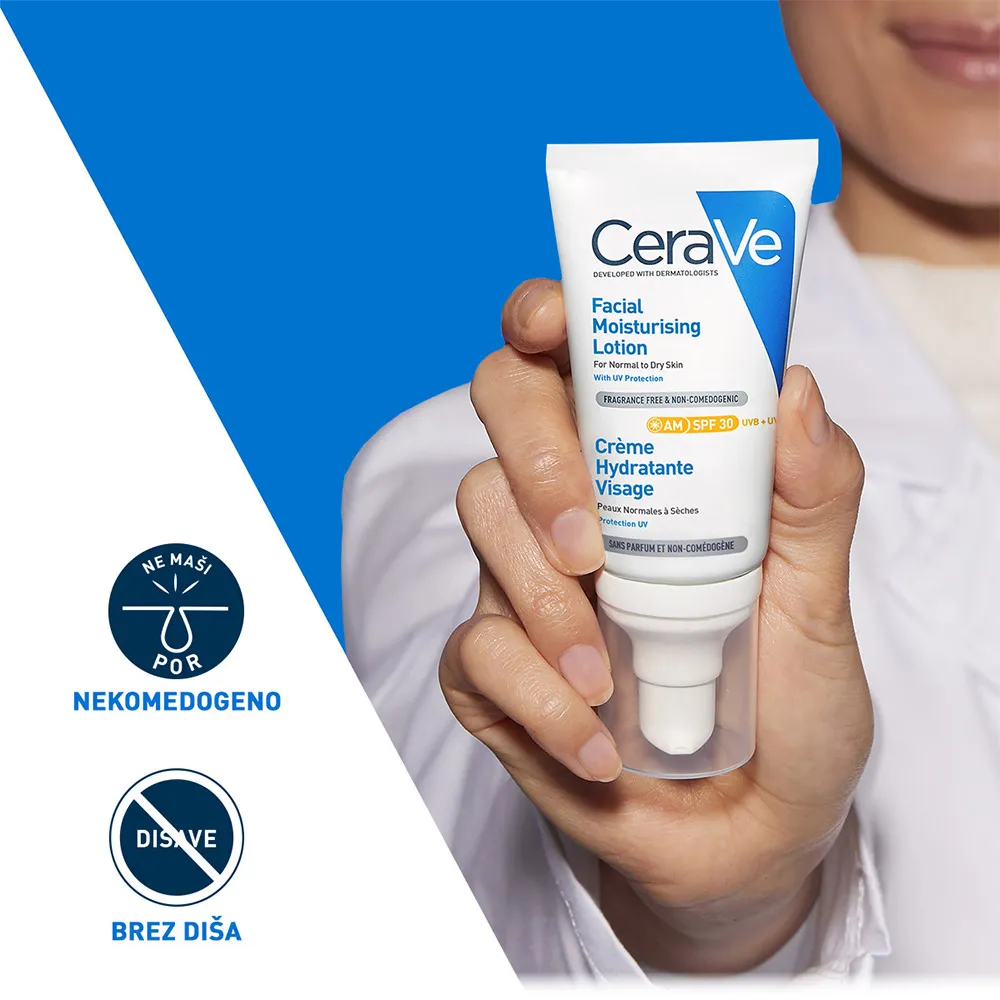 CeraVe, Vlažilna nega za obraz za normalno do suho kožo - ZF 30 (52 ml)