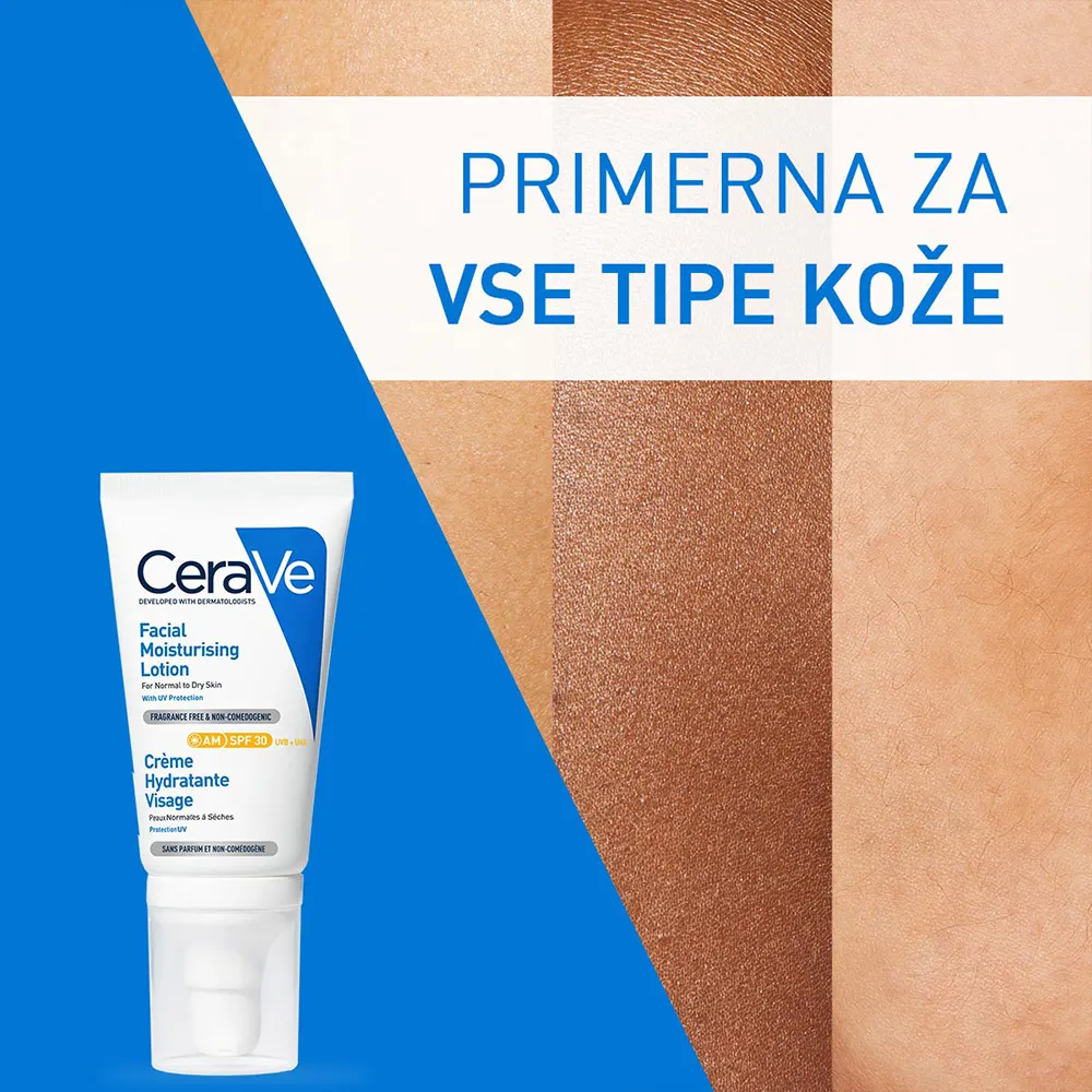CeraVe, Vlažilna nega za obraz za normalno do suho kožo - ZF 30 (52 ml)
