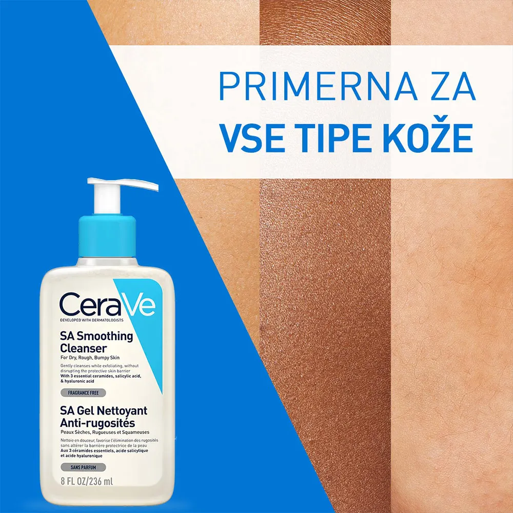 CeraVe SA, gel za čiščenje suhe in grobe kože (236 ml)